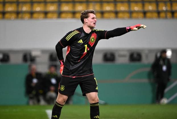 Torwart Jonas Urbig (Deutschland) 15.11.2024, Fussball, Testspiel 2024, U-21 Nationalmannschaften, Freundschaftsspiel, Deutschland - Dänemark 3:0 Aachen Tivoli Nordrhein Westfalen Deutschland