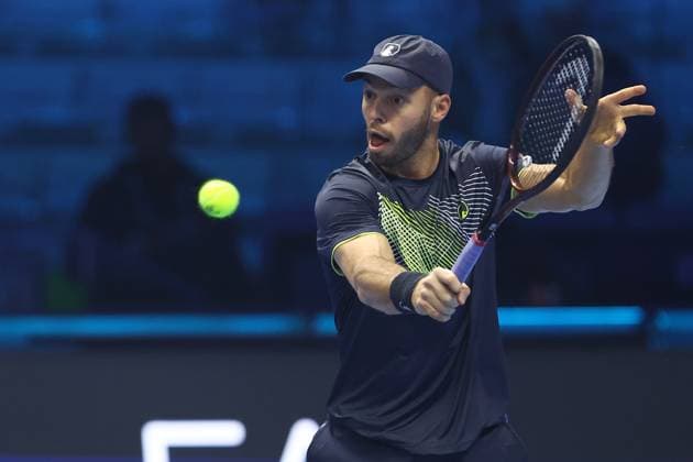 Tim Puetz (Germany) controls the ball, Day 7, Nitto ATP, Tennis Herren Finals 2024, INALPI Arena, November 16, 2024, Turin, Italy.