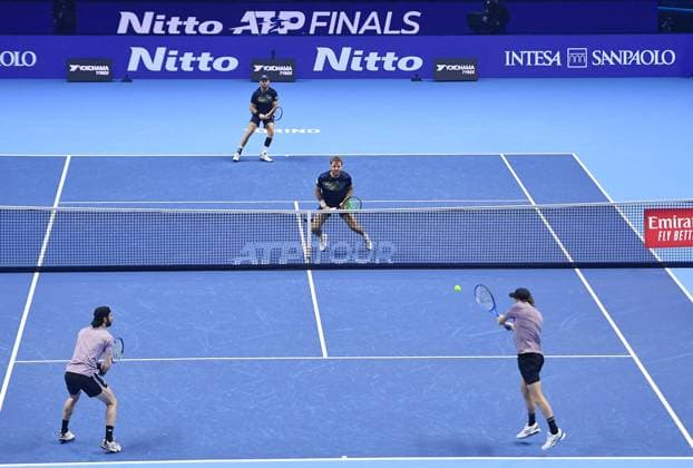 November 16, 2024, Turin: Tim Puetz of Germany and Kevin Krawietz of Germany plays the match against Max Purcell of Australia and Jordan Thompson of Australia during the match of Nitto ATP, Tennis Herren Finals in Turin, Italy, 16 November 2024 ..The ATP men s double world number 1 is preparing for the ATP Finals that will run from 10-17 November in Turin ANSA ALESSANDRO DI MARCO Nitto Atp Finals  - ZUMAa110 20241116_zaf_a110_001 Copyright: xAlessandroxDixMarcox