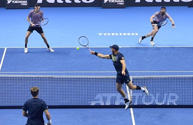 Sport Themen der Woche KW46 Sport Bilder des Tages November 16, 2024, Turin: Max Purcell of Australia and Jordan Thompson of Australia plays the match against Tim Puetz of Germany and Kevin Krawietz of Germany during the match of Nitto ATP, Tennis Herren Finals in Turin, Italy, 16 November 2024 ..The ATP men s double world number 1 is preparing for the ATP Finals that will run from 10-17 November in Turin ANSA ALESSANDRO DI MARCOV Nitto Atp Finals  - ZUMAa110 20241116_zaf_a110_002 Copyright: xAlessandroxDixMarcox