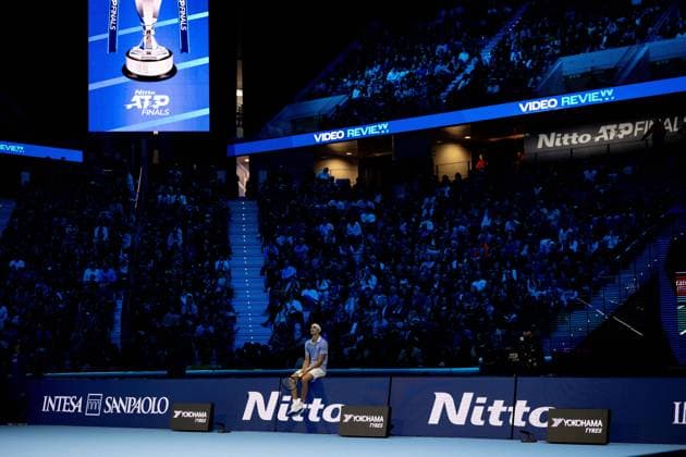 Germany s Alexander Zverev react at video review during the singles tennis match of the ATP, Tennis Herren World Tour Finals against United States Taylor Fritz at the Inalpi Arena in Turin, Italy - - Saturday, November 16, 2024.  Copyright: xMarcoxAlpozzi LaPressex