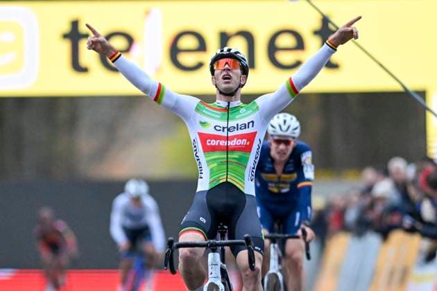 2024 Superprestige Cyclocross Merksplas MERKSPLAS, BELGIUM - NOVEMBER 16 : Sweeck Laurens (BEL) winning the 4th leg of the men elite 2024 - 2025 Telenet Superprestige cyclocross race : the Aardbeiencross of Merksplas on November 16, 2024 in Merksplas, Belgium, 16 11 2024 Merksplas Belgium  Copyright: xNicoxVereeckenx