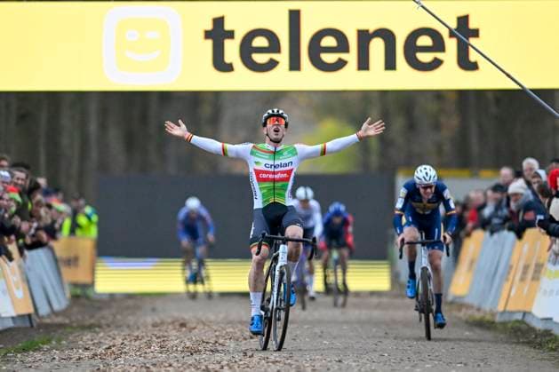 2024 Superprestige Cyclocross Merksplas MERKSPLAS, BELGIUM - NOVEMBER 16 : Sweeck Laurens (BEL) winning the 4th leg of the men elite 2024 - 2025 Telenet Superprestige cyclocross race : the Aardbeiencross of Merksplas on November 16, 2024 in Merksplas, Belgium, 16 11 2024 Merksplas Belgium  Copyright: xNicoxVereeckenx