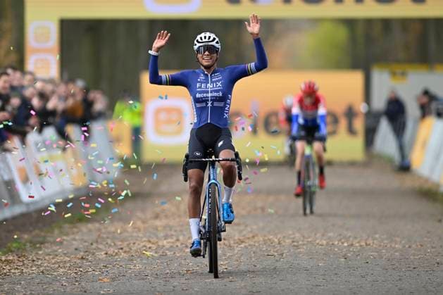 2024 Superprestige Cyclocross Merksplas MERKSPLAS, BELGIUM - NOVEMBER 16 : Del Carmen Alvarado Ceylin (NED) of Alpecin-Deceuninck winning the 4th leg of the women elite 2024 - 2025 Telenet Superprestige cyclocross race : the Aardbeiencross of Merksplas on November 16, 2024 in Merksplas, Belgium, 16 11 2024 Merksplas Belgium  Copyright: xNicoxVereeckenx