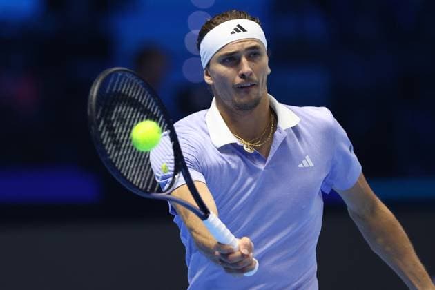 Alexander Zverev (Germany) looks on, controls the ball, Day 7, Nitto ATP, Tennis Herren Finals 2024, INALPI Arena, November 16, 2024, Turin, Italy.