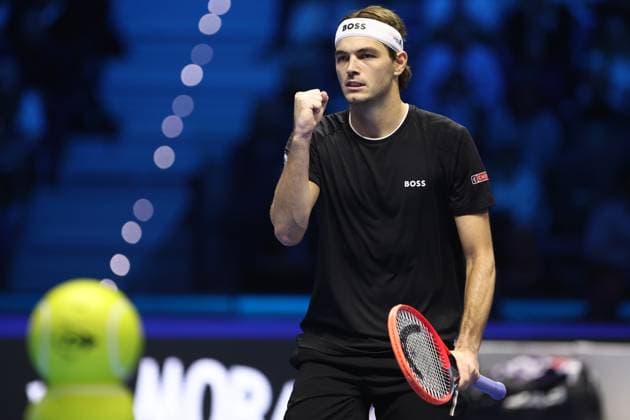 Taylor Fritz (USA) looks on, looks dejected, celebrates, Day 7, Nitto ATP, Tennis Herren Finals 2024, INALPI Arena, November 16, 2024, Turin, Italy.