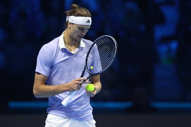 Alexander Zverev (Germany) looks on, controls the ball, celebrates, celebrate after winning, gestures, looks dejected, Day 7, Nitto ATP, Tennis Herren Finals 2024, INALPI Arena, November 16, 2024, Turin, Italy.