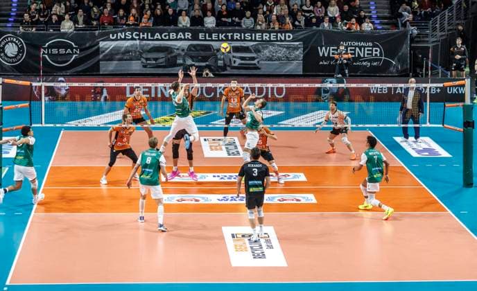 16.11.24, Berlin, Volleyball: 1.Bundesliga, Maenner, 8. Spieltag, BR Volleys - TSV Haching Muenchen, Max-Schmeling-Halle. BR Volleys - TSV Haching Muenchen