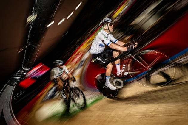 KLUGE Roger, REINHARDT Theo: Lotto Zesdaagse Vlaanderen - Gent 2024 KLUGE Roger - REINHARDT Theo ( GER ) Schneider Electric Germany - Querformat - quer - horizontal - Landscape - Event Veranstaltung: Lotto Zesdaagse Vlaanderen Gent 2024 - Category Kategorie: Cycling - Track cycling, Rad, Radsport, Bahnrad, Bahn Sixdays - Elite Men - Location Ort: Europe Belgium - Gent - Citadelpark - tÂ Kuipke - Discipline: Madison - Distance: ... m - Date Datum: 16.11.2024 Saturday Day 6 -