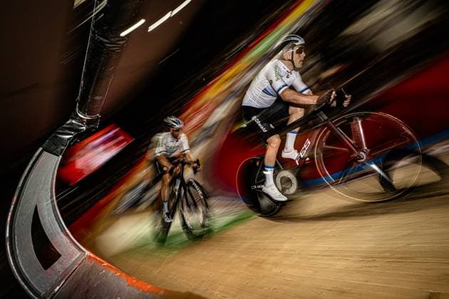 KLUGE Roger, REINHARDT Theo: Lotto Zesdaagse Vlaanderen - Gent 2024 KLUGE Roger - REINHARDT Theo ( GER ) Schneider Electric Germany - Querformat - quer - horizontal - Landscape - Event Veranstaltung: Lotto Zesdaagse Vlaanderen Gent 2024 - Category Kategorie: Cycling - Track cycling, Rad, Radsport, Bahnrad, Bahn Sixdays - Elite Men - Location Ort: Europe Belgium - Gent - Citadelpark - tÂ Kuipke - Discipline: Madison - Distance: ... m - Date Datum: 16.11.2024 Saturday Day 6 -