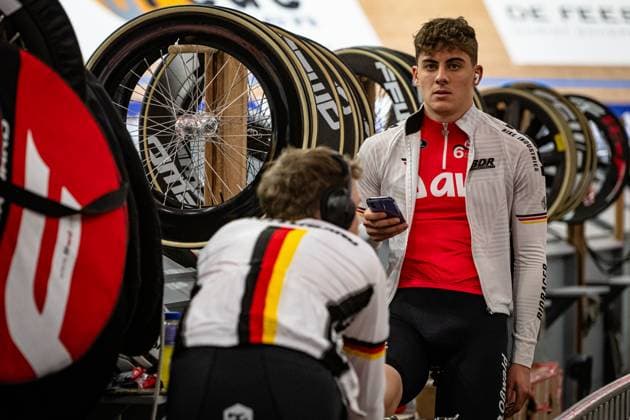 KESSLER Bruno, BOOS Benjamin: Lotto Zesdaagse Vlaanderen - Gent 2024 KESSLER Bruno - BOOS Benjamin ( GER ) Team 10 Germany - Querformat - quer - horizontal - Landscape - Event Veranstaltung: Lotto Zesdaagse Vlaanderen Gent 2024 - Category Kategorie: Cycling - Track cycling, Rad, Radsport, Bahnrad, Bahn Sixdays - Elite Men U23 - Beloften - Location Ort: Europe Belgium - Gent - Citadelpark - tÂ Kuipke - Discipline: Madison - Distance: ... m - Date Datum: 16.11.2024 Saturday Day 7 -