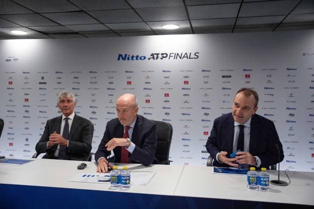 Abodi, Binaghi and Lo Russo attendÕs at ATP, Tennis Herren Finals closing press conference, PK, Pressekonferenz at the Inalpi Arena in Turin, Italy - - Saturday, November 16, 2024.  Copyright: xMarcoxAlpozzi LaPressex