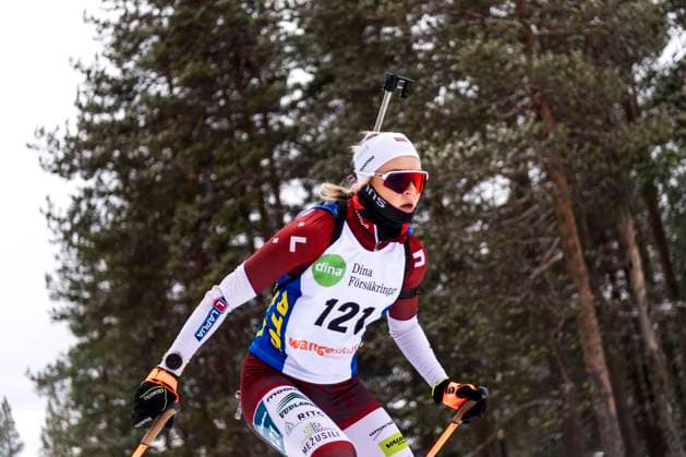 241117 Annija Keita Sabule of Latvia competes in the women s 7,5km sprint during the Swedish Premiere in biathlon on November 17, 2024 in Idre. Photo: Sara Damne BILDBYRAN kod SD MT0697 skidskytte biathlon skiskyting sverigepremiären sverigepremiär swedish premiere sverige bbeng Copyright: SARAxDAMNE BB241117SD076