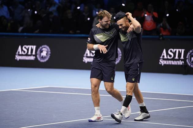 Germany s Kevin Krawietz, and Tim Puetz& xa0; celebrates after winning the double final tennis match of the ATP, Tennis Herren World Tour Finals at the Inalpi Arena in Turin, Italy - - Sunday, November 17, 2024.  Copyright: xMarcoxAlpozzi LaPressex