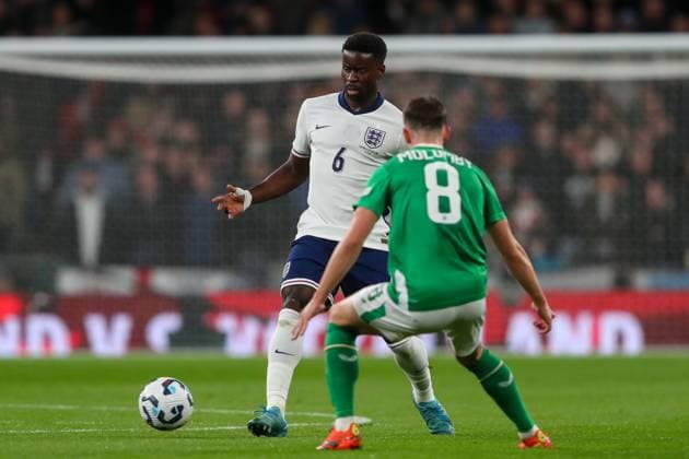 UEFA Nations League, League B - Group 2 England v Republic of Ireland Marc Guehi of England with the ball as Jayson Molumby of Republic of Ireland pressures during the UEFA Nations League, League B - Group 2 match England vs Republic of Ireland at Wembley Stadium, London, United Kingdom, 17th November 2024 (Photo by Gareth Evans News Images) London Wembley Stadium Greater London United Kingdom Copyright: xGarethxEvans NewsxImagesx