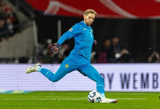 Football - UEFA Nations League - League B Group B2 - England v Republic of Ireland LONDON, ENGLAND - Sunday, November 17, 2024: Republic of Ireland s goalkeeper Caoimhin Kelleher during the UEFA Nations League League B Group B2 game between England and Republic of Ireland at Wembley Stadium. (Photo by David Rawcliffe Propaganda) LONDON Wembley Stadium GREATER LONDON ENGLAND  Copyright: xDavidxRawcliffex P2024-11-17-England_Ireland-5