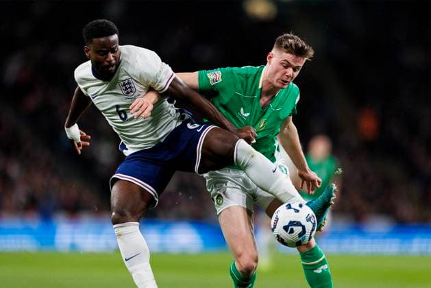 England v Republic of Ireland Marc GuÃ hi of England and Evan Ferguson of Republic of Ireland battle for the ball during the England v Republic of Ireland UEFA Nations League Round 1 Group F match at Wembley Stadium, London, England, United Kingdom on 17 November 2024 Editorial use only. All images are copyright Every Second Media Limited. No images may be reproduced without prior permission. Copyright: xIMAGO EveryxSecondxMediax ESM-1219-0013