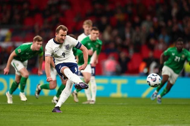 17th November 2024; Wembley Stadium, London, England; Nations League, League B, Group 2 International Football, England versus Republic of Ireland; Harry Kane of England scores the opening goal from the penalty spot for 1-0 in the 52nd minute  ActionPlus12716753 ShaunxBrooks