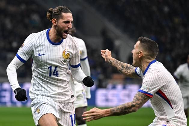 Mg Milano 17 11 2024 - Nations League Italia-Francia foto Matteo Gribaudi Image nella foto: esultanza gol Adrien Rabiot 