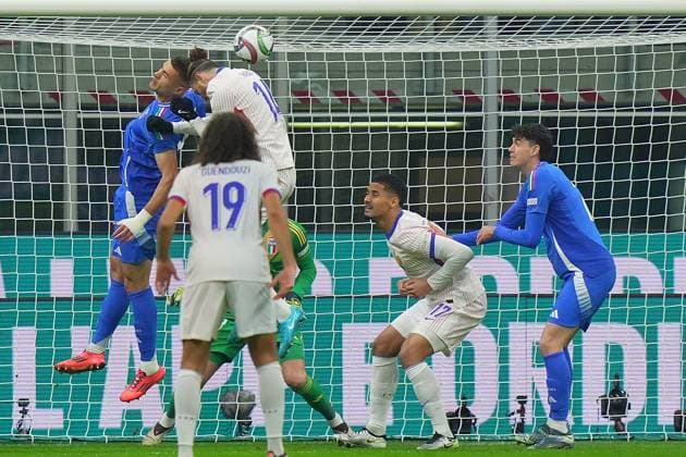 France s Adrien Rabiot scores 0-1 during the Uefa Nations League soccer match between Italy and France at the San Siro Stadium in Milan, north Italy - Sunday , November 17 , 2024. - Soccer .  Copyright: xSpada LaPressex