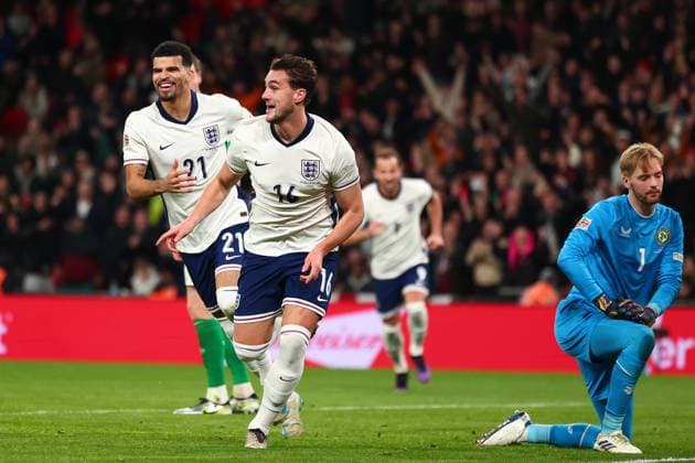 17th November 2024; Wembley Stadium, London, England; Nations League, League B, Group 2 International Football, England versus Republic of Ireland; Taylor Harwood-Bellis of England celebrates after he scored for 5-0 in minute 79  ActionPlus12716813 ShaunxBrooks