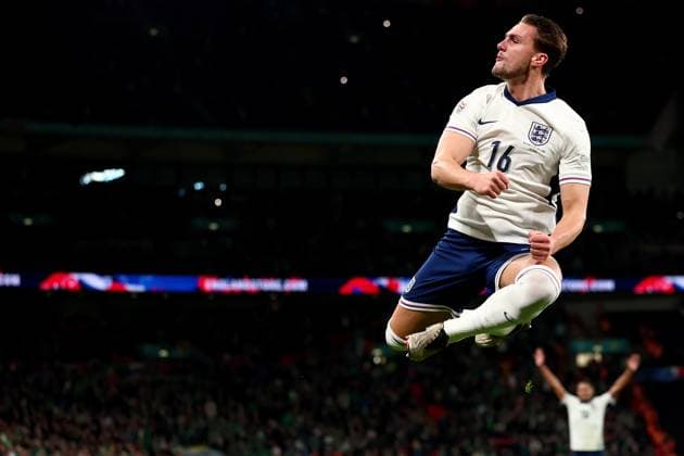 17th November 2024; Wembley Stadium, London, England; Nations League, League B, Group 2 International Football, England versus Republic of Ireland; Taylor Harwood-Bellis of England celebrates after he scored for 5-0 in minute 79  ActionPlus12716851 ShaunxBrooks