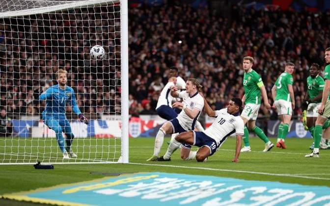 Connor Gallagher of England scores a goal to put England 3-0 up England v Rep. of Ireland - UEFA Nations League - League B - Group 2. Football. Wembey Stadium, London. UK. 17 NOV 2024 Editorial use only  Copyright: xJASONPIX Shutterstockx 14915934fm