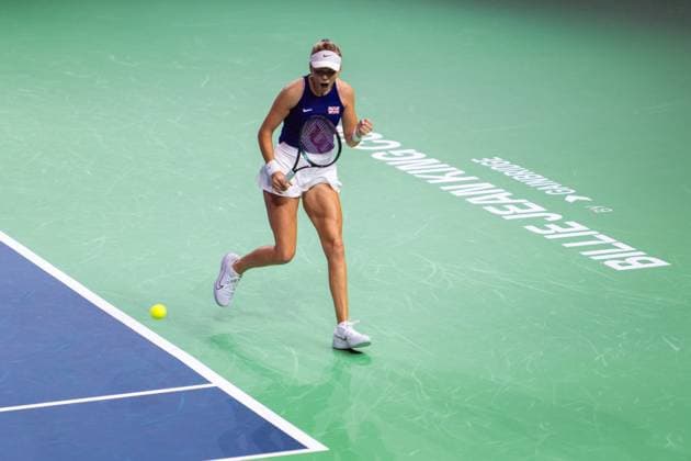 November 17, 2024, Malaga, Malaga, Spain: KATIE BOULTER of Great Britain celebrates point during match against LEYLAH FERNANDEZ of Canada during tennis match between Canada and Great Britain during the Billie Jean King Cup 2024. Malaga Spain - ZUMAg271 20241117_znp_g271_042 Copyright: xNataliaxGarciax