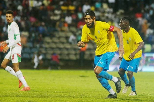 FRANCEVILLE, GABON - NOVEMBER 15: Pierre-Emerick Aubameyang of Gabon and Jamal Harkass of Morocco during the 2025 Men s Africa Cup of Nations {AFCON} qualifier match between Gabon and Morocco at Stade de Franceville stadium on November 15, 2024 in Franceville city, Gabon. Photo by Ndame Etoo. Copyright: xKAMTOxVincentx237699961247xDouax