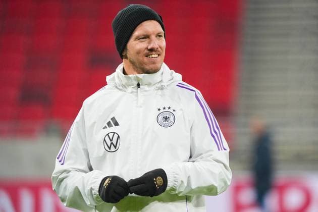 Bundestrainer Julian Nagelsmann (Deutschland Germany) gut gelaunt - Budapest 18.11.2024: Abschlusstraining Deutschland, Nations League, 6. Spieltag