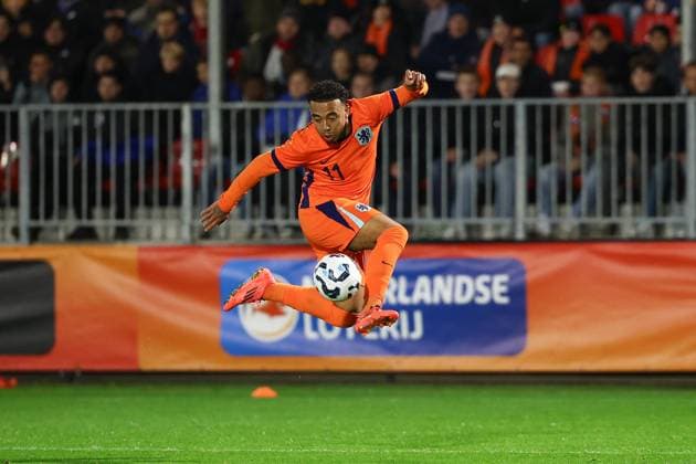 ALMERE , 18-11-2024 , Yanmar stadium , season 2024 2025 , UEFA European U21, U 21 Football 2025 Friendly match. Netherlands U21 player Myron van Brederode during the match Netherlands U21 - England U21 Netherlands U21 - England U21  x26776420x Copyright:
