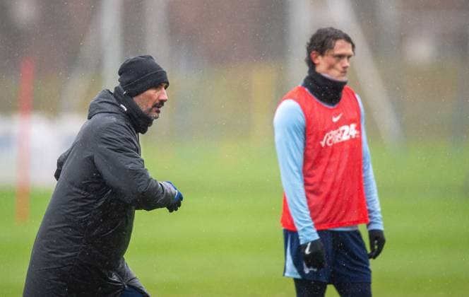 Fussball, Herren, Saison 2024 25, 2. Bundesliga, Hertha BSC, Training, v.l. Trainer Cristian Fiel (Hertha BSC), Fabian Reese (Hertha BSC), 19.11. 2024,