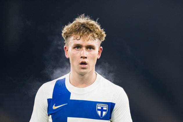 241119 Naatan Skyttä of Finland during the UEFA European Under-21 Qualifier playoff football match between Norway and Finland on November 19, 2024 in Stavanger. Photo: Marius Simensen BILDBYRAN COP 238 bbeng em kvalik finland football fotball fotboll norge norway playoff soccer u-21 U21, U 21 UEFA EURO, EM, Europameisterschaft,Fussball under-21 qualifier Copyright: MARIUSxSIMENSEN BB241119BB849