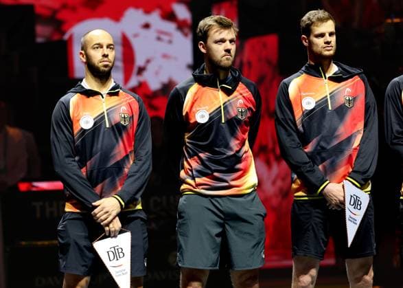 Team Germany,L-R Tim Puetz,Kevin Krawietz, Yannick Hanfmann, Eroeffnungsfeier, Davis Cup Finale 2024, Palacio de Deportes JosŽ Mar’a Mart’n Carpena, Malaga, Spanien. Copyright: xJuergenxHasenkopfx