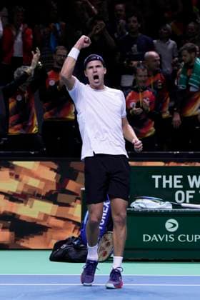 Davis Cup Final - Germany v Canada Quarter-Final MALAGA, SPAIN - NOVEMBER 20: Daniel Altmaier of Team Germany celebrates the victory after his singles match against Gabriel Diallo of Team Canada during the Quarter-Final tie between Germany and Canada during the Davis Cup Final at Palacio de Deportes Jose Maria Martin Carpena on November 19, 2024 in Malaga, Spain. Malaga Spain  Copyright: xJosexBretonx originalFilename:bretonhernandez-daviscup241120_npk8E.jpg