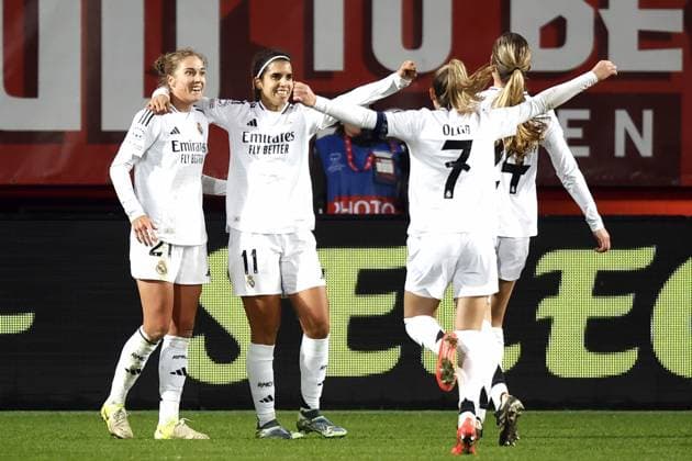 ENSCHEDE - Real Madrid celebrates Alba Redondo of Real Madrid s 1-3 during the UEFA Champions League women s match between FC Twente and Real Madrid at Stadion De Grolsch Veste on Nov. 20, 2024 in Enschede, Netherlands. ANP VINCENT JANNINK UEFA Women s Champions League 2024 25 Group Stage MD4 2024 25 xVIxANPxSportx xxANPxIVx 513903797 originalFilename: 513903797.jpg