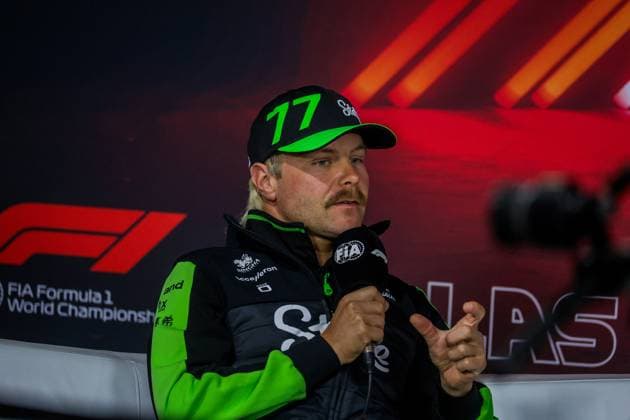 Formel 1 GP Las Vegas USA. Donnerstag, 21.11.2024 Valtteri Bottas 77, Stake F1 Team Kick Sauber in der Pressekonferenz; Formel 1 GP Las Vegas USA. Donnerstag, 21.11.2024 Copyright: xBEAUTIFULxSPORTS Erlhofx