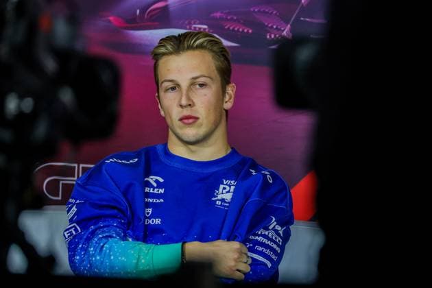 Formel 1 GP Las Vegas USA. Donnerstag, 21.11.2024 Liam Lawson, 30, Visa Cash App RB Formula One Team in der Pressekonferenz; Formel 1 GP Las Vegas USA. Donnerstag, 21.11.2024 Copyright: xBEAUTIFULxSPORTS Erlhofx