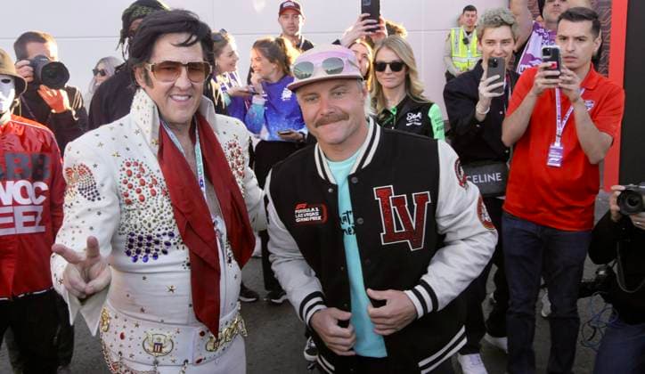 RECORD DATE NOT STATED Formula 1 heineken silver las vegas grand prix. (spo) formula 1 heineken silver las vegas grand prix. November 21, 2024, las vegas, nevada, usa: arrival of drivers at formula 1 las vegas grand prix taking place from november 21-23, 2024 at las vegas strip circut. The drivers were given jackets and received by elvis prestly look alike and jabb awoc keez dance group. (photo: valtteri bottas) credit: niyi fote thenews2 (Foto: Niyi Fote Thenews2 imago images) SPO  Copyright: xNiyixFotex