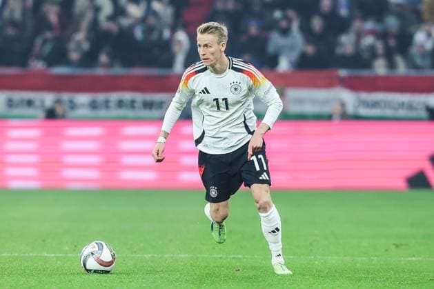 Fussball, UEFA Nations League Saison 2024 2025 Gruppe A3 - 6.Spieltag Ungarn - Deutschland 19.11.2024, Puskas Arena Budapest Chris Führich (Deutschland, 11) Budapest Puskas Arena Ungarn