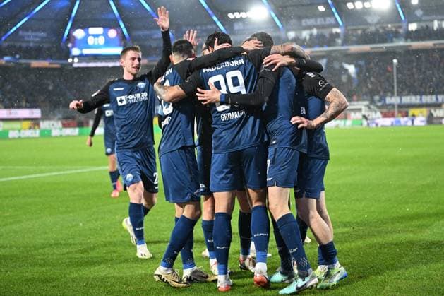 Paderborn, Home Deluxe Arena, 22.11.24, GER, Herren, 2.Bundesliga, Saison 2024-2025, SC Paderborn 07 - 1.FC Nuernberg Bild: Adriano GRIMALDI (Paderborn) jubelt nach seinem Tor zum 1:0 Only for editorial use! DFL regulations prohibit any use of photographs as image sequences and or quasi-video. NRW Deutschland