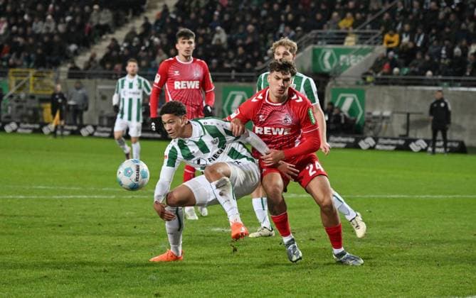 Andras Nemeth (Preußen Münster), Julian Pauli (1.FC Koeln), v.li. 22.11.2024, Fussball 2. Bundesliga, 13. Spieltag, Saison 2024 2025 Preußen Münster - 1. FC Köln Muenster Preussenstadion Nordrhein Westfalen Deutschland