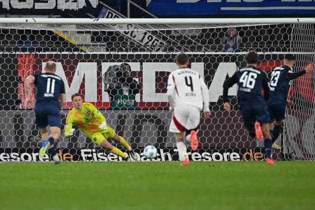 Paderborn, Home Deluxe Arena, 22.11.24, GER, Herren, 2.Bundesliga, Saison 2024-2025, SC Paderborn 07 - 1.FC Nuernberg Bild: Raphael OBERMAIR (Paderborn) macht das Tor zum 2:2 Only for editorial use! DFL regulations prohibit any use of photographs as image sequences and or quasi-video. NRW Deutschland