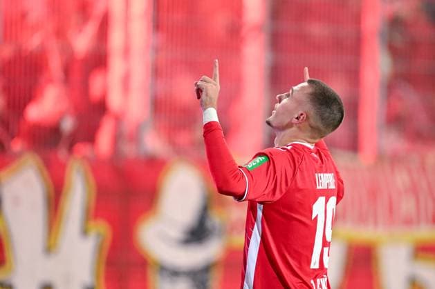 22.11.2024, Fussball, 2. Bundesliga, 13. Spieltag Saison 2024 2025, Preußen Münster - 1.FC Köln, Tim Lemperle (1. FC Köln) freut sich über das Tor zum 1:0. xRHR-FOTO TKx