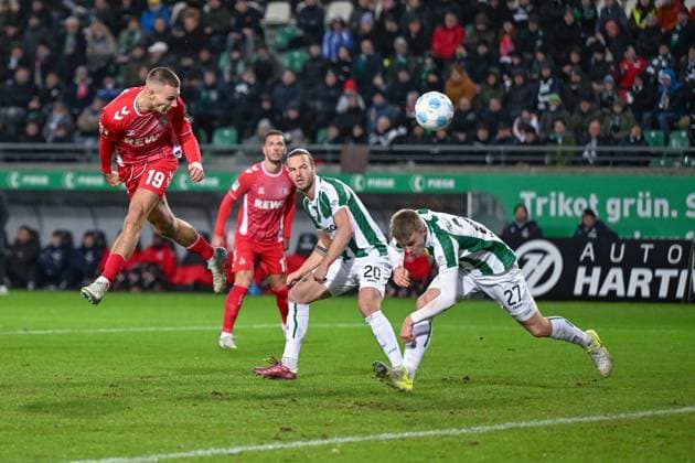 22.11.2024, Fussball, 2. Bundesliga, 13. Spieltag Saison 2024 2025, Preußen Münster - 1.FC Köln, Tim Lemperle (1. FC Köln) erzielt das Tor zum 1:0 für Köln. xRHR-FOTO TKx