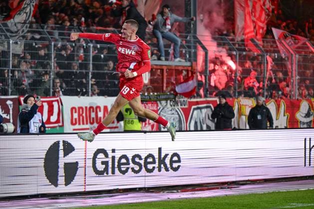 Sport Bilder des Tages 22.11.2024, Fussball, 2. Bundesliga, 13. Spieltag Saison 2024 2025, Preußen Münster - 1.FC Köln, Tim Lemperle (1. FC Köln) freut sich über das Tor zum 1:0. xRHR-FOTO TKx