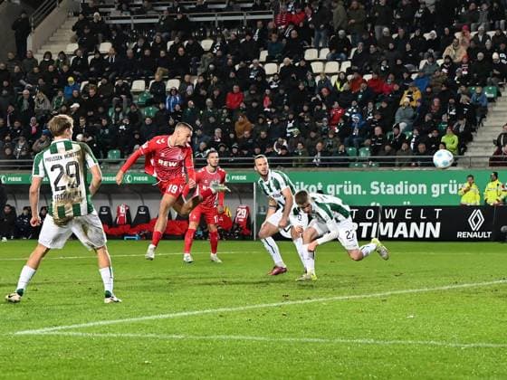 Tim Lemperle (1. FC Koeln) Tor zum 0:1 waehrend des Spiels der 2. Bundesliga zwischen Preußen Münster und 1. FC Köln im Preußenstadion am 22. November 2024 in Münster, Deutschland. (Foto von Ralf Treese DeFodi Images) +++ Tim Lemperle (1. FC Koeln) scores his team™s first goal during the 2. Bundesliga match between Preußen Münster and 1. FC Köln at Preußenstadion on November 22, 2024 in Münster, Germany. (Photo by Ralf Treese DeFodi Images) DFB DFL REGULATIONS PROHIBIT ANY USE OF PHOTOGRAPHS AS IMAGE SEQUENCES AND OR QUASI-VIDEO. Defodi-521_SCPKOE20241122_034