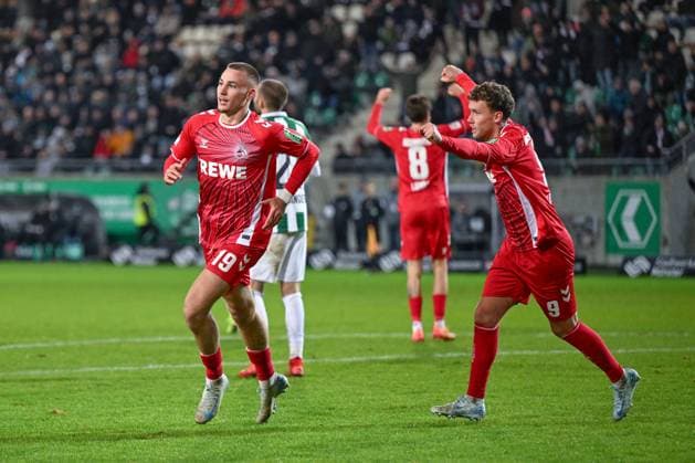 22.11.2024, Fussball, 2. Bundesliga, 13. Spieltag Saison 2024 2025, Preußen Münster - 1.FC Köln, Tim Lemperle (1. FC Köln) freut sich über das Tor zum 1:0. xRHR-FOTO TKx