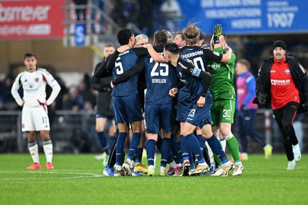 Paderborn, Home Deluxe Arena, 22.11.24, GER, Herren, 2.Bundesliga, Saison 2024-2025, SC Paderborn 07 - 1.FC Nuernberg Bild: Calvin BRACKELMANN (Paderborn) jubelt nach seinem Tor zum 3:2 Only for editorial use! DFL regulations prohibit any use of photographs as image sequences and or quasi-video. NRW Deutschland