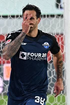 Paderborn, Home Deluxe Arena, 22.11.24, GER, Herren, 2.Bundesliga, Saison 2024-2025, SC Paderborn 07 - 1.FC Nuernberg Bild: Adriano GRIMALDI (Paderborn) jubelt nach seinem Tor zum 1:0 Only for editorial use! DFL regulations prohibit any use of photographs as image sequences and or quasi-video. NRW Deutschland